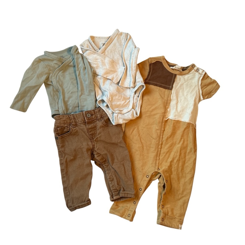 GAP, H&M, Burtsbees Kids Bodysuit Set - Tan, Cream, and Brown 3-6m